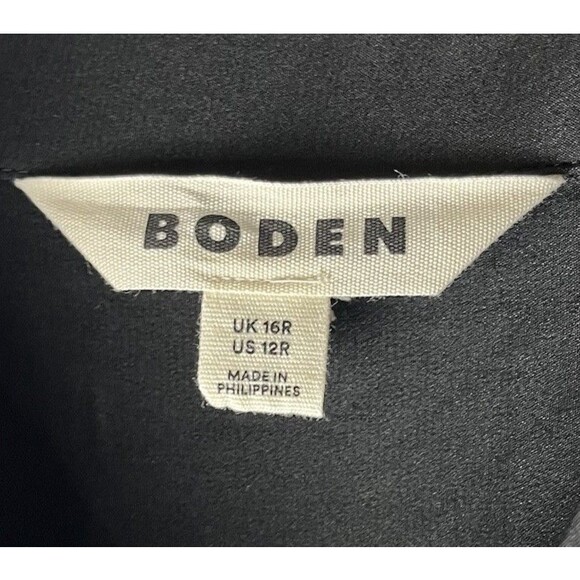 Boden Black Silk Button Up Shirt Sz 12 Carrier Minimalism 248 - Picture 2 of 6